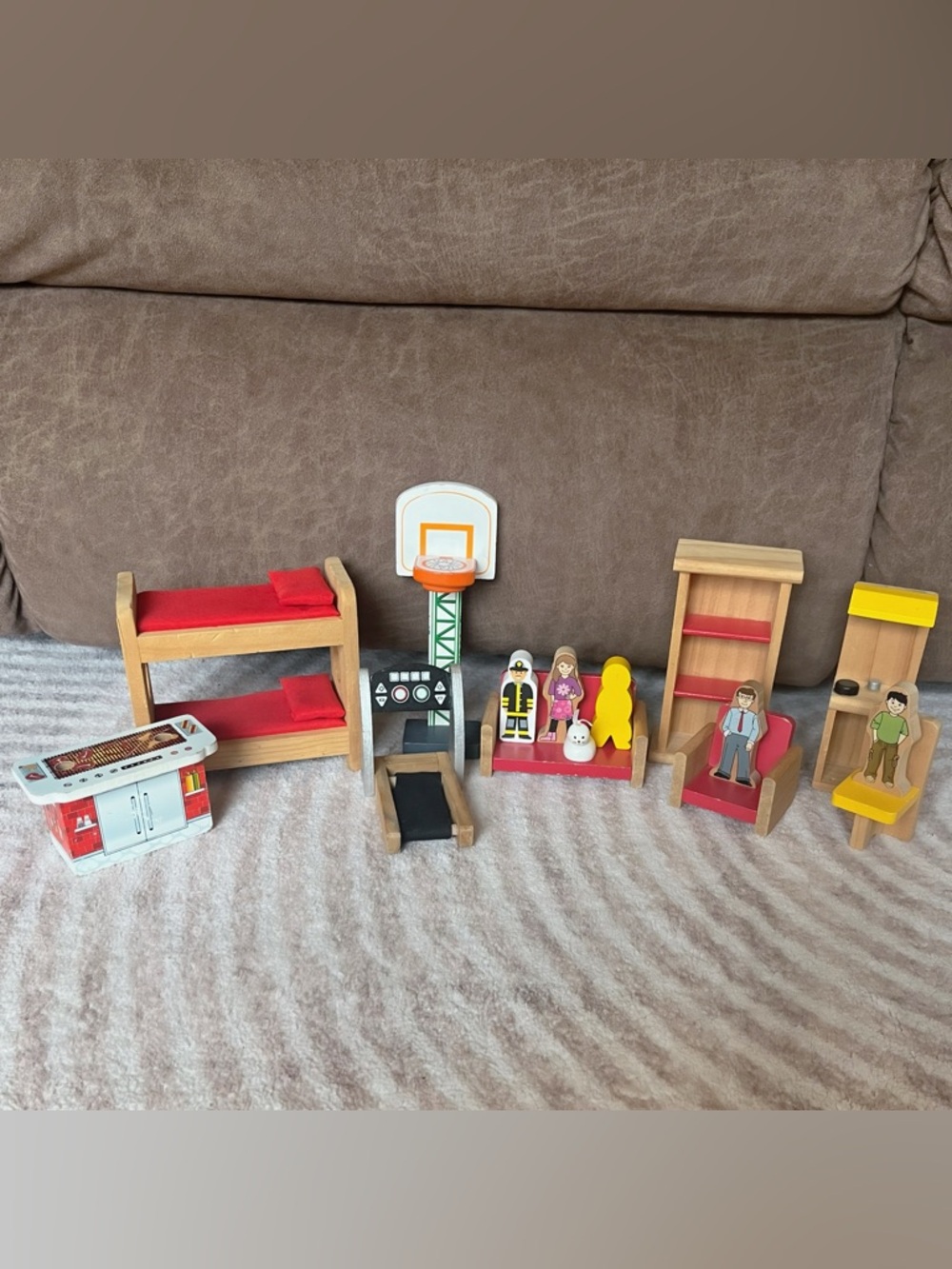Wooden Toys Playset - Kids Figurines and Accessories, Furniture, Sports
